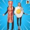 Bacon Slice and Fried Eggs Couples Costume Set Food Tunics Funny Breakfast Halloween Outfit